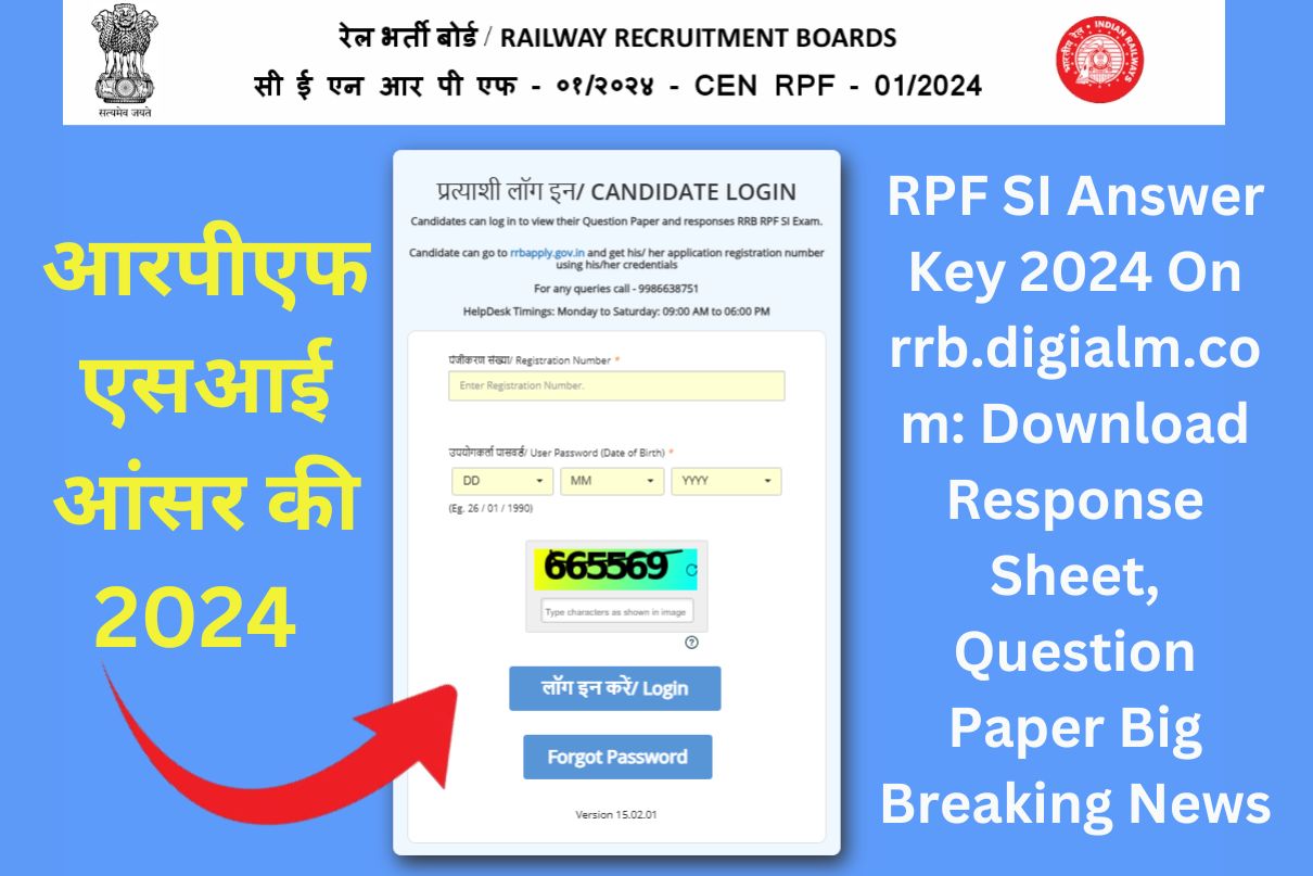 RPF SI Answer Key 2024 On rrb.digialm.com: Download Response Sheet, Question Paper आरपीएफ एसआई आंसर की 2024 Big Breaking News