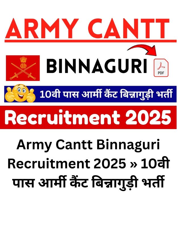 Army Cantt Binnaguri Recruitment 2025 » 10वी पास आर्मी कैंट बिन्नागुड़ी भर्ती