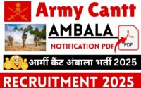 Army Cantt Ambala Recruitment 2025 »All India , Notification PDF, Group C, How To Apply