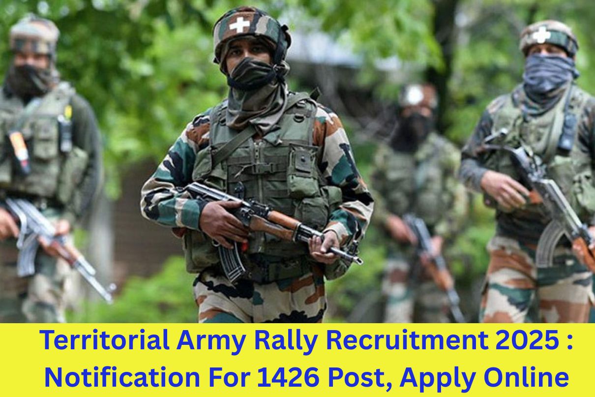 Territorial Army Rally Recruitment 2025 : Notification For 1426 Post, Apply Online