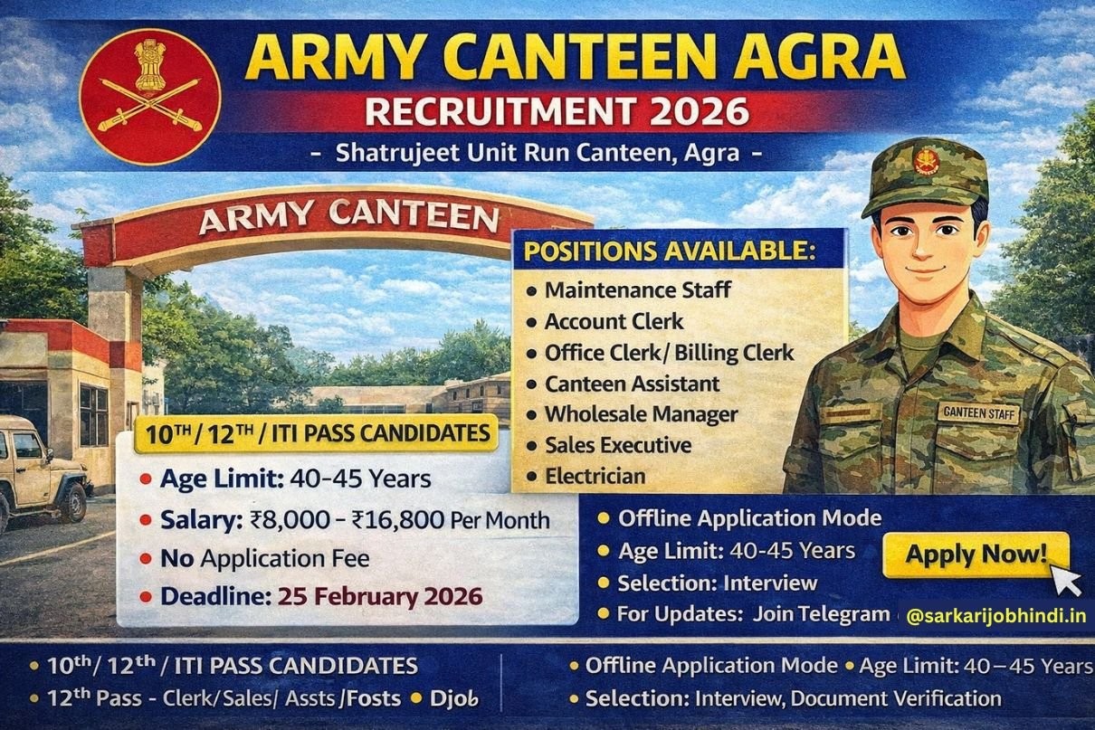 Army Cantt Agra Recruitment 2026 » Latest Notification OUT, Salary, How To Apply,