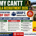 Army Cantt Ambala Recruitment 2026 »All India , Notification PDF, Group C, How To Apply